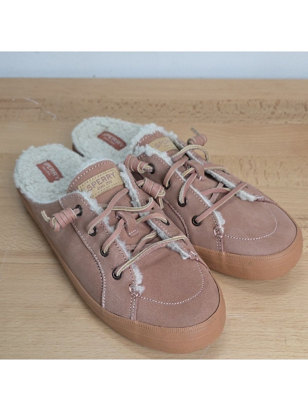 Sperry Women’s Pink Suede Shearling-Lined Slip-On Sneakers Size 8